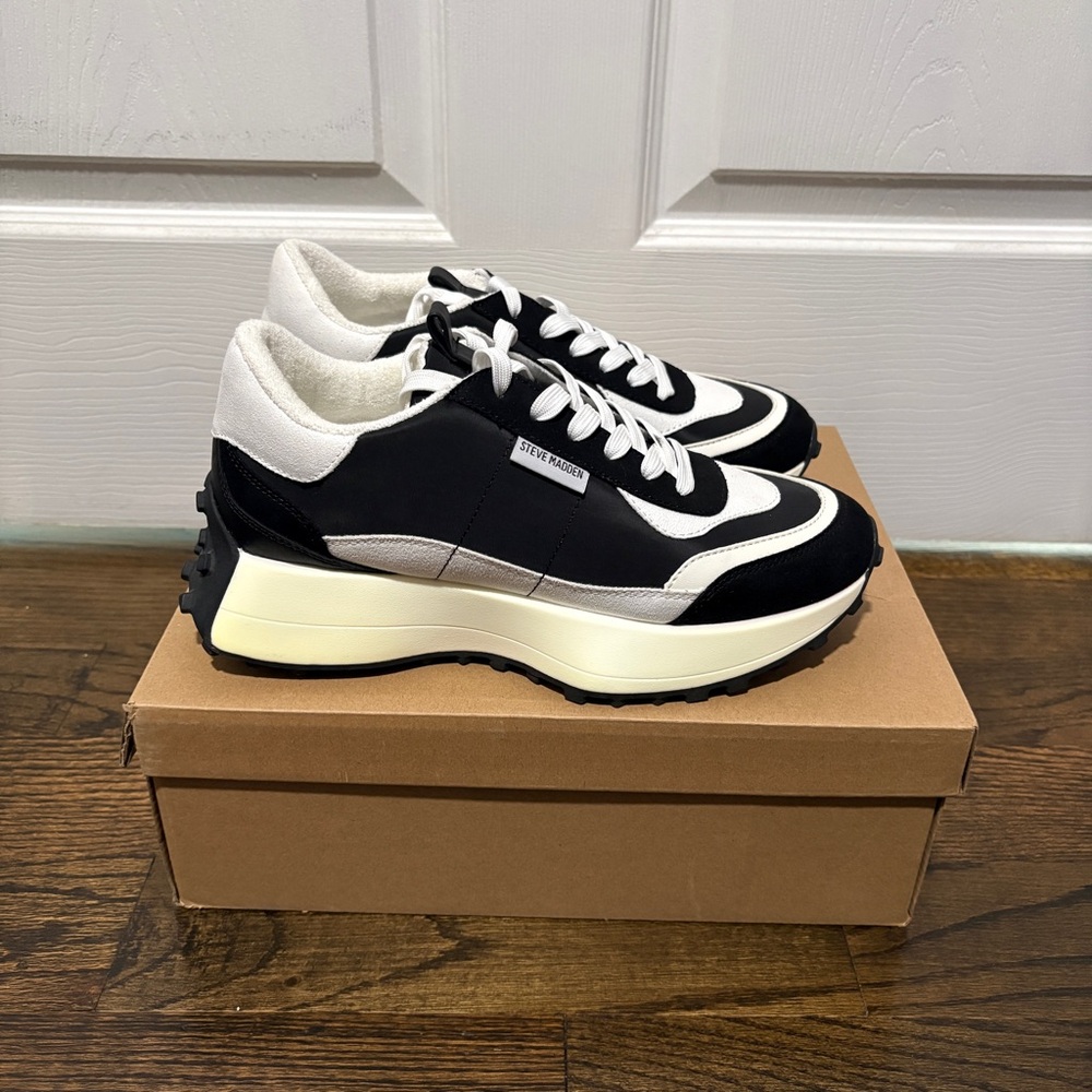 Steve Madden Black and White Sneakers - Picture 2 of 10